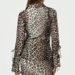 GANNI Printed Chiffon Slim Shirt - Almond Milk