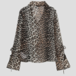 GANNI Printed Chiffon Slim Shirt - Almond Milk