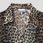 GANNI Printed Chiffon Slim Shirt - Almond Milk
