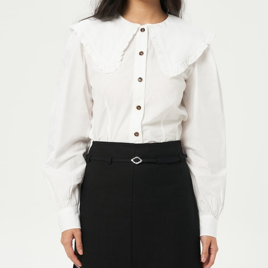 GANNI Fitted Shirt - Bright White