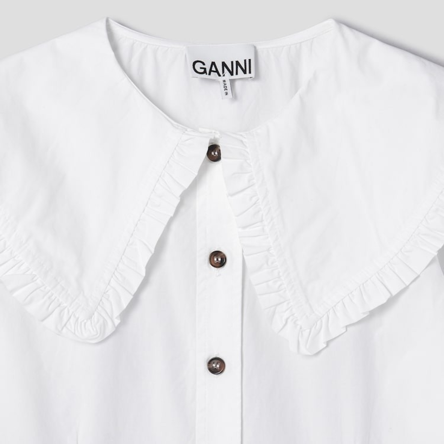 GANNI Fitted Shirt - Bright White