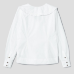 GANNI Cotton Long Sleeve Ruffle Collar Shirt - Bright White