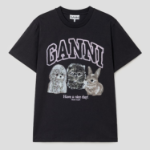 GANNI [EXCLUSIVE] Basic Cotton Jersey Animals Relaxed T-shirt - Ash