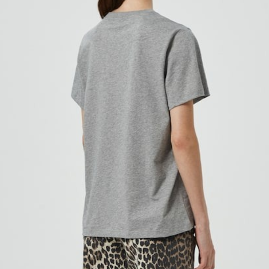GANNI [EXCLUSIVE] Basic Cotton Jersey Baby Bun Relaxed T-shirt - Grey