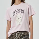 GANNI Basic Cotton Jersey Poodle Relaxed T-shirt - Light Pink