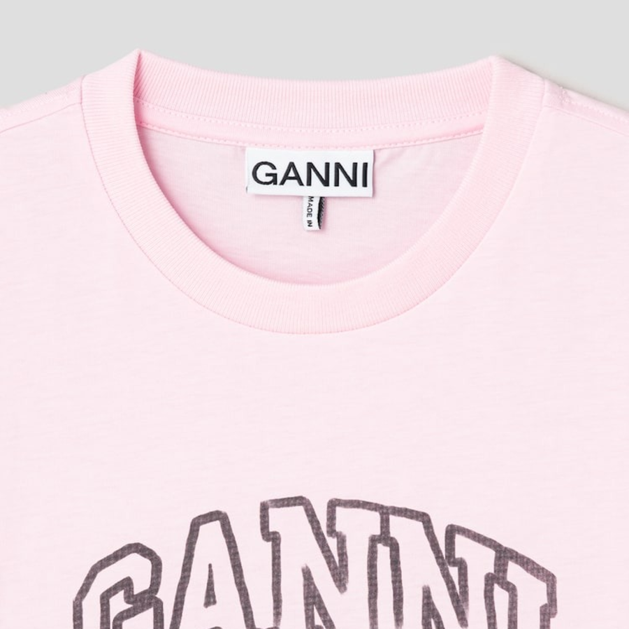 GANNI Basic Cotton Jersey Poodle Relaxed T-shirt - Light Pink