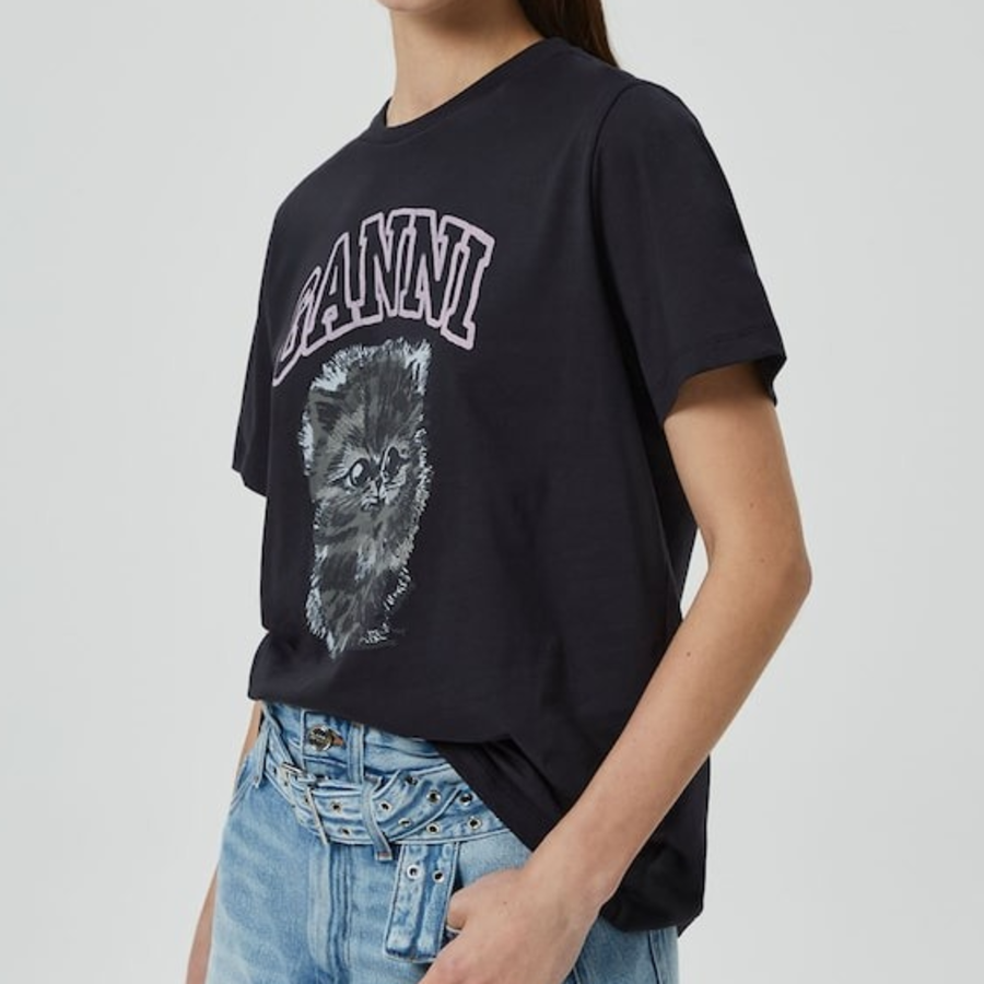 GANNI [EXCLUSIVE] Basic Cotton Jersey Katty Relaxed T-shirt - Ash