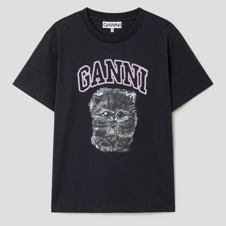 GANNI [EXCLUSIVE] Basic Cotton Jersey Katty Relaxed T-shirt - Ash
