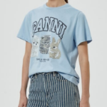 GANNI Basic Cotton Jersey Animals Relaxed T-shirt - Sky Blue