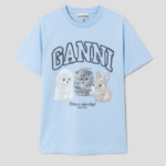 GANNI Basic Cotton Jersey Animals Relaxed T-shirt - Sky Blue