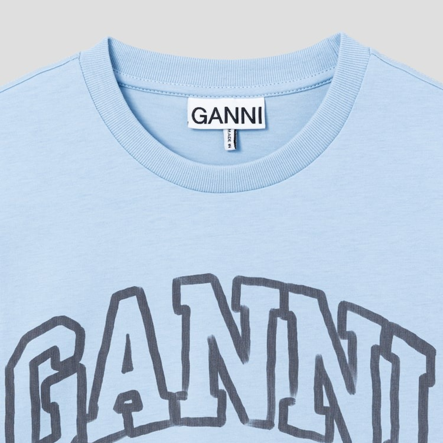 GANNI Basic Cotton Jersey Animals Relaxed T-shirt - Sky Blue