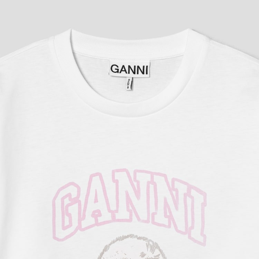 GANNI [EXCLUSIVE] Basic Cotton Jersey Poodle Relaxed T-shirt - White