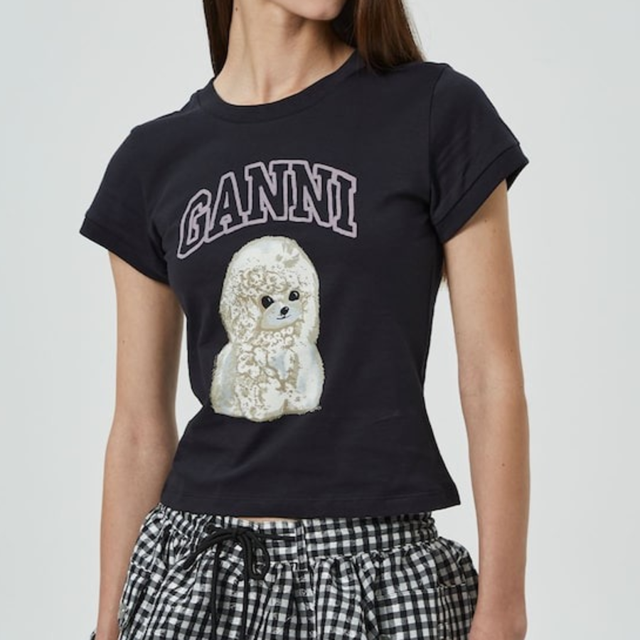 GANNI Basic Cotton Jersey Poodle Baby Fit T-shirt - Ash