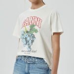 GANNI Basic Cotton Jersey Grapes Relaxed T-shirt - Ivory