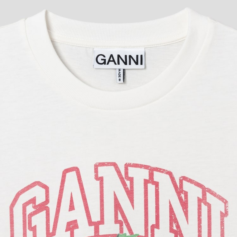 GANNI Basic Cotton Jersey Grapes Relaxed T-shirt - Ivory