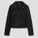 Theory Women Cotton Chino Hood Crop Jacket - Black