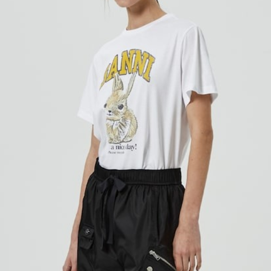 GANNI Basic Jersey Baby Bun Relaxed T-Shirt - White