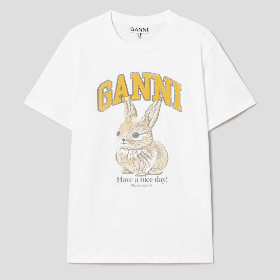GANNI Basic Jersey Baby Bun Relaxed T-Shirt - White