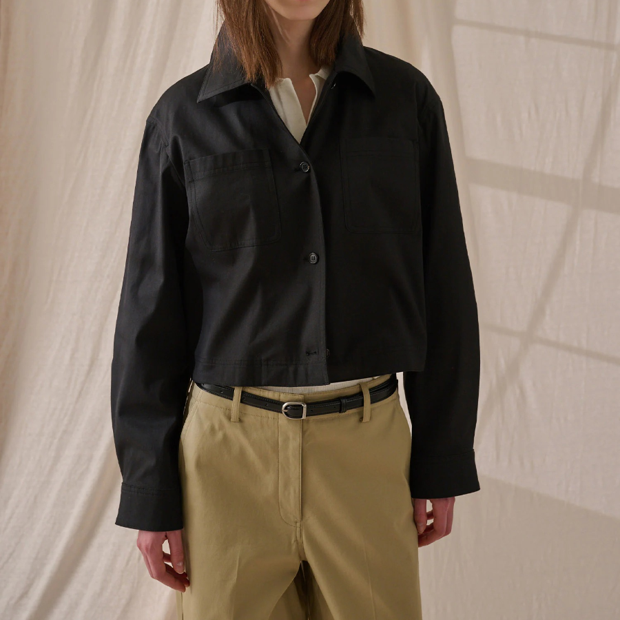 Theory Women Cotton Chino Hood Crop Jacket - Black