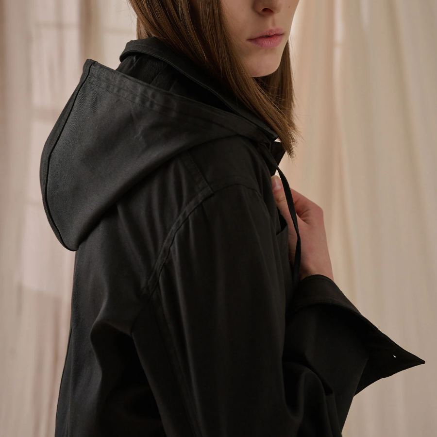 Theory Women Cotton Chino Hood Crop Jacket - Black