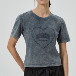 GANNI Heavy Cotton Jersey Heart Small T-Shirt - Ash