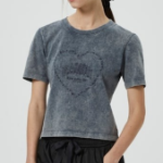 GANNI Heavy Cotton Jersey Heart Small T-Shirt - Ash