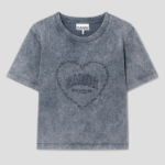 GANNI Heavy Cotton Jersey Heart Small T-Shirt - Ash