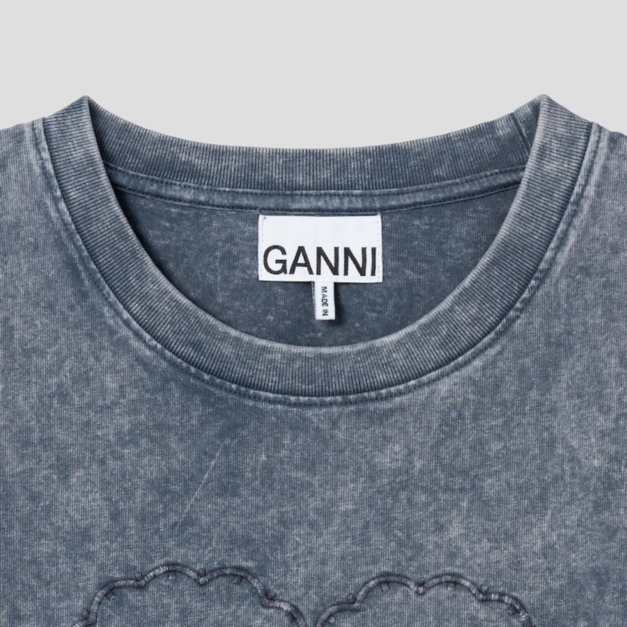 GANNI Heavy Cotton Jersey Heart Small T-Shirt - Ash
