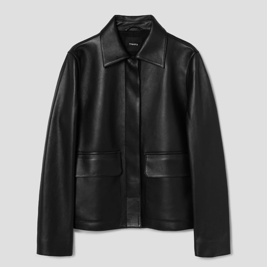 Theory Women New Point Nappa Patch Boxy Jacket - Black