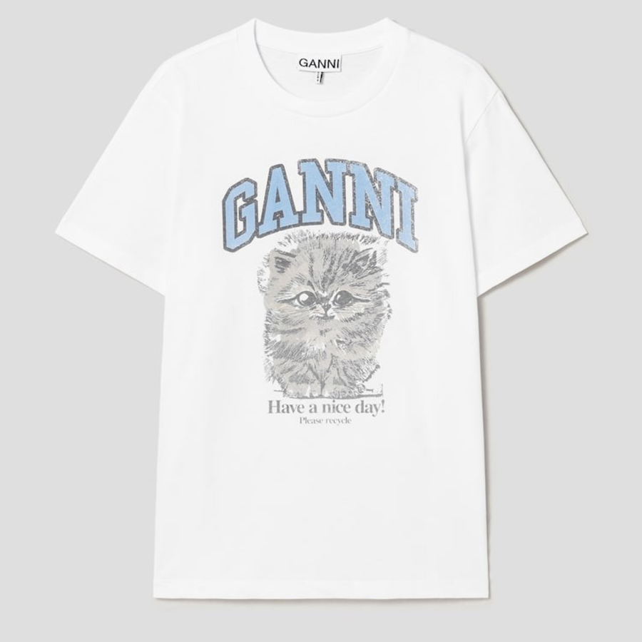 GANNI Basic Jersey Kitty Margot Relaxed T-Shirt - White