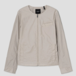 Theory Women Crisp Nylon Crew Neck Zip Up Jacket - Shadow