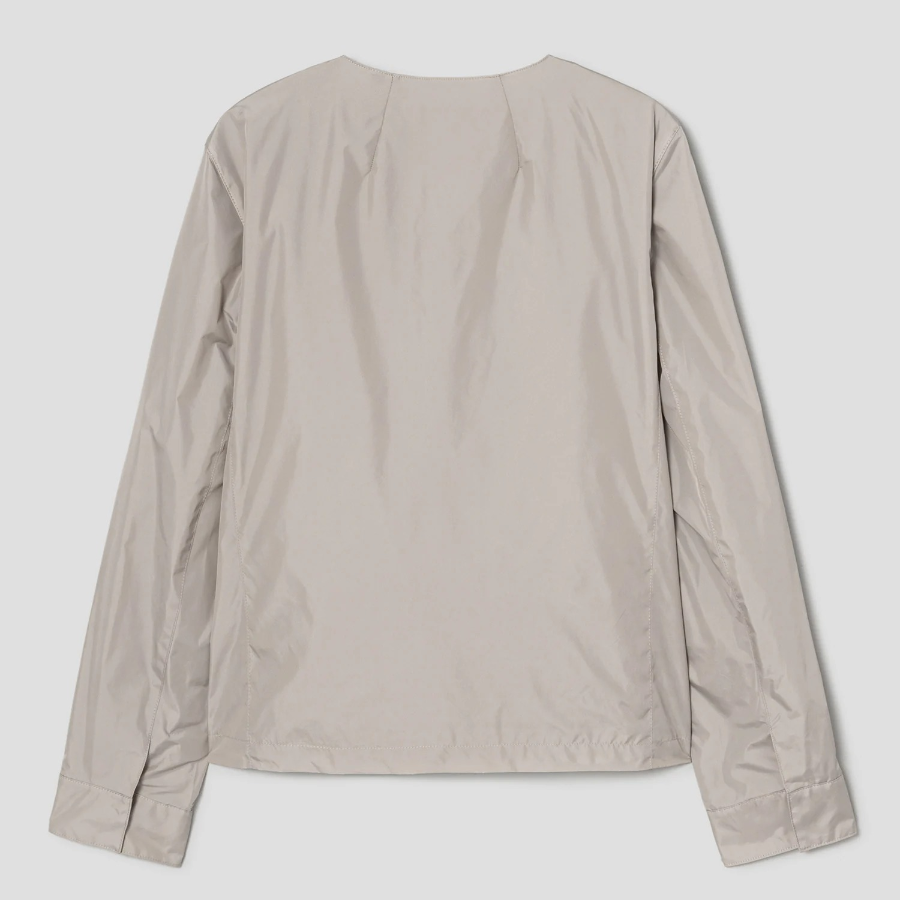 Theory Women Crisp Nylon Crew Neck Zip Up Jacket - Shadow