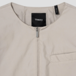 Theory Women Crisp Nylon Crew Neck Zip Up Jacket - Shadow