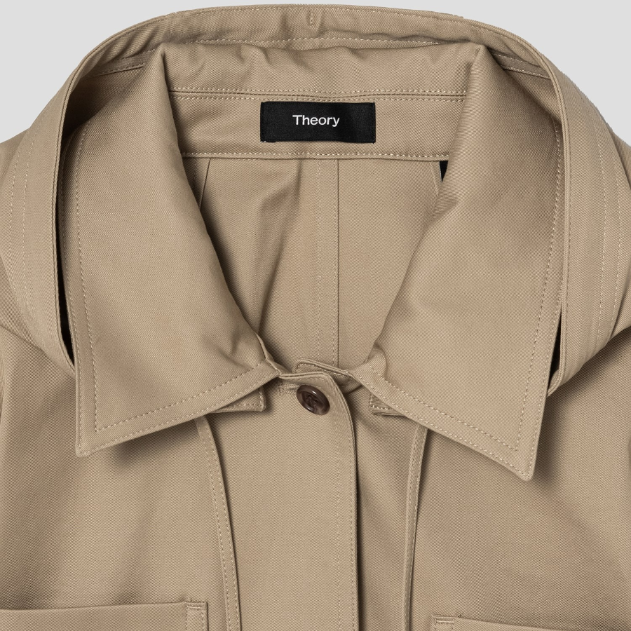 Theory Women Cotton Chino Hood Crop Jacket - Trench
