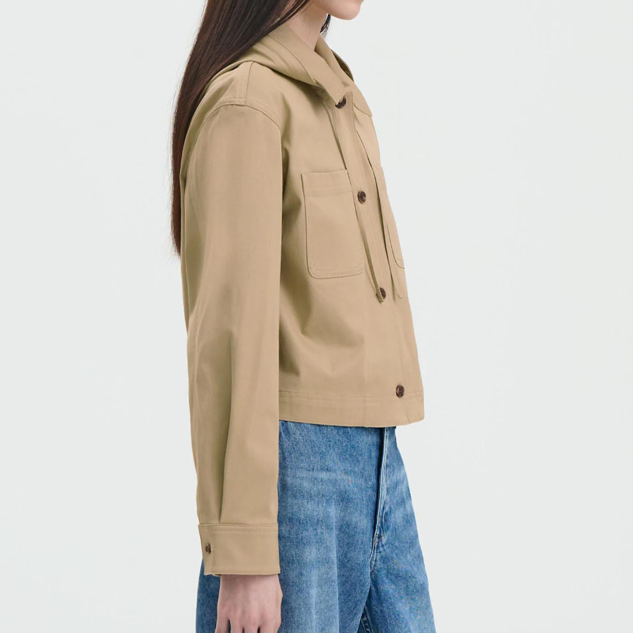 Theory Women Cotton Chino Hood Crop Jacket - Trench