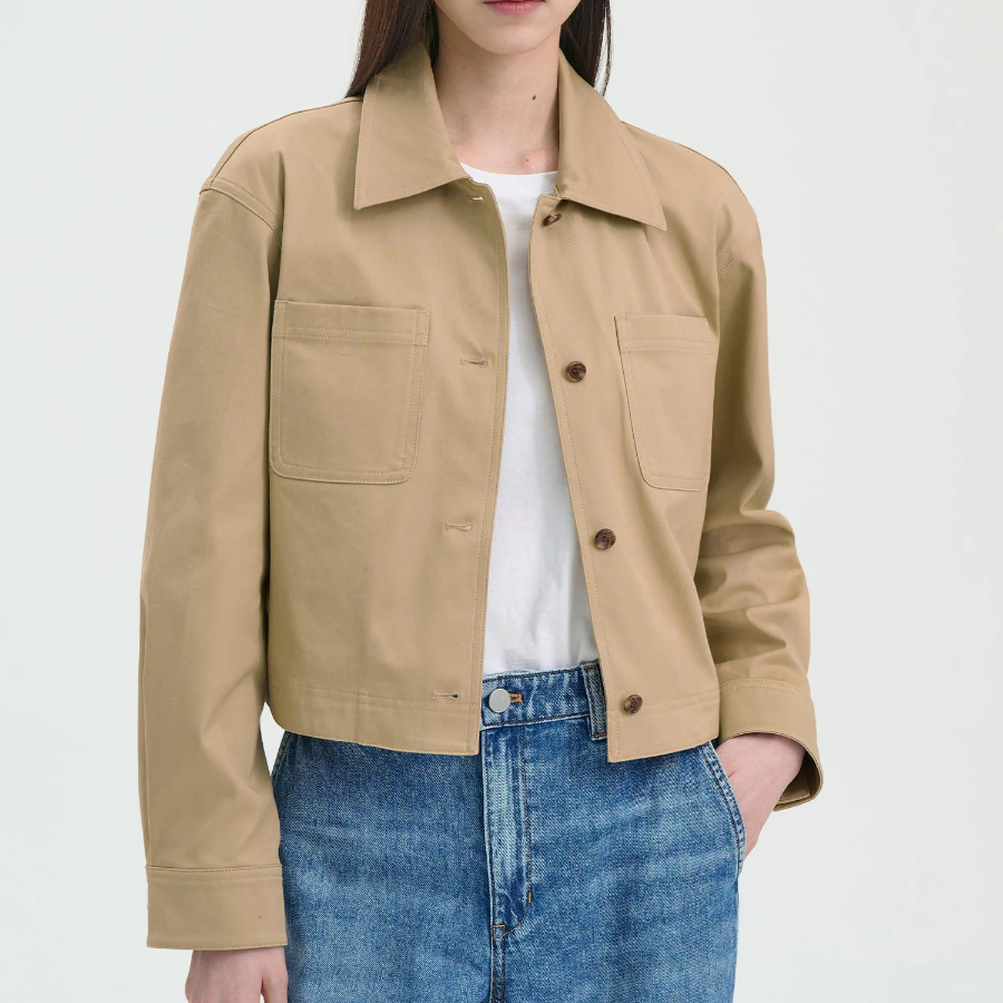 Theory Women Cotton Chino Hood Crop Jacket - Trench
