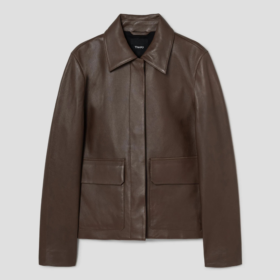 Theory Women New Point Nappa Patch Boxy Jacket - Clove