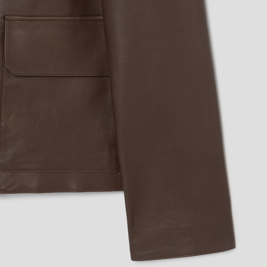 Theory Women New Point Nappa Patch Boxy Jacket - Clove