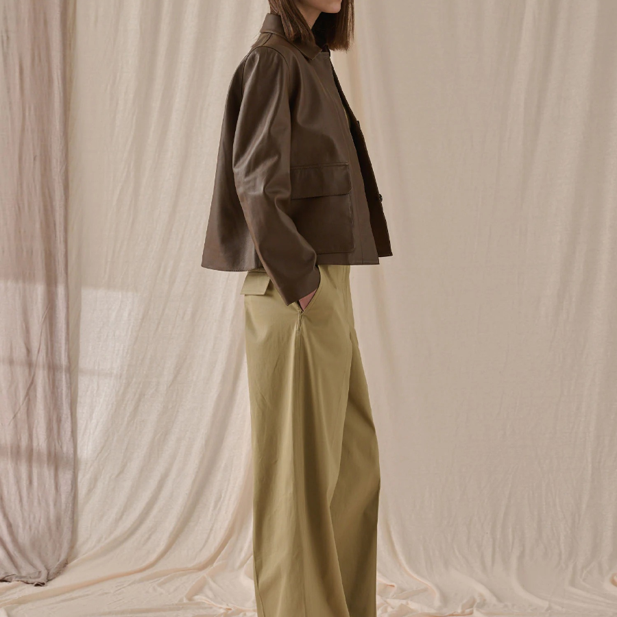 Theory Women New Point Nappa Patch Boxy Jacket - Clove