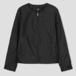 Theory Women Crisp Nylon Crew Neck Zip Up Jacket - Black