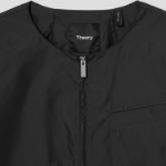 Theory Women Crisp Nylon Crew Neck Zip Up Jacket - Black