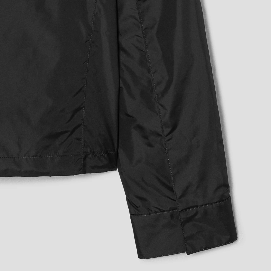 Theory Women Crisp Nylon Crew Neck Zip Up Jacket - Black