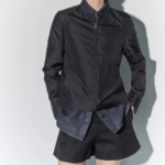 Theory Women Crisp Nylon Crew Neck Zip Up Jacket - Black