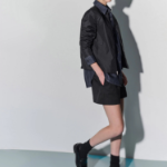 Theory Women Crisp Nylon Crew Neck Zip Up Jacket - Black