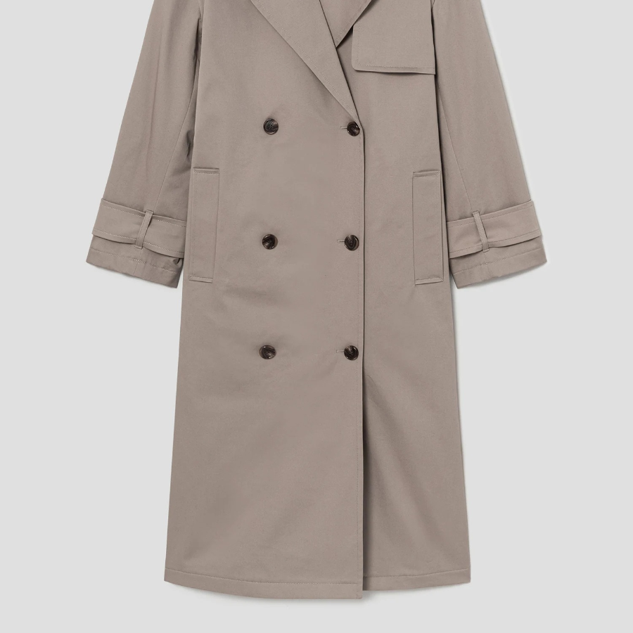 Theory Women Cotton Trench Double Trench - Soft Taupe