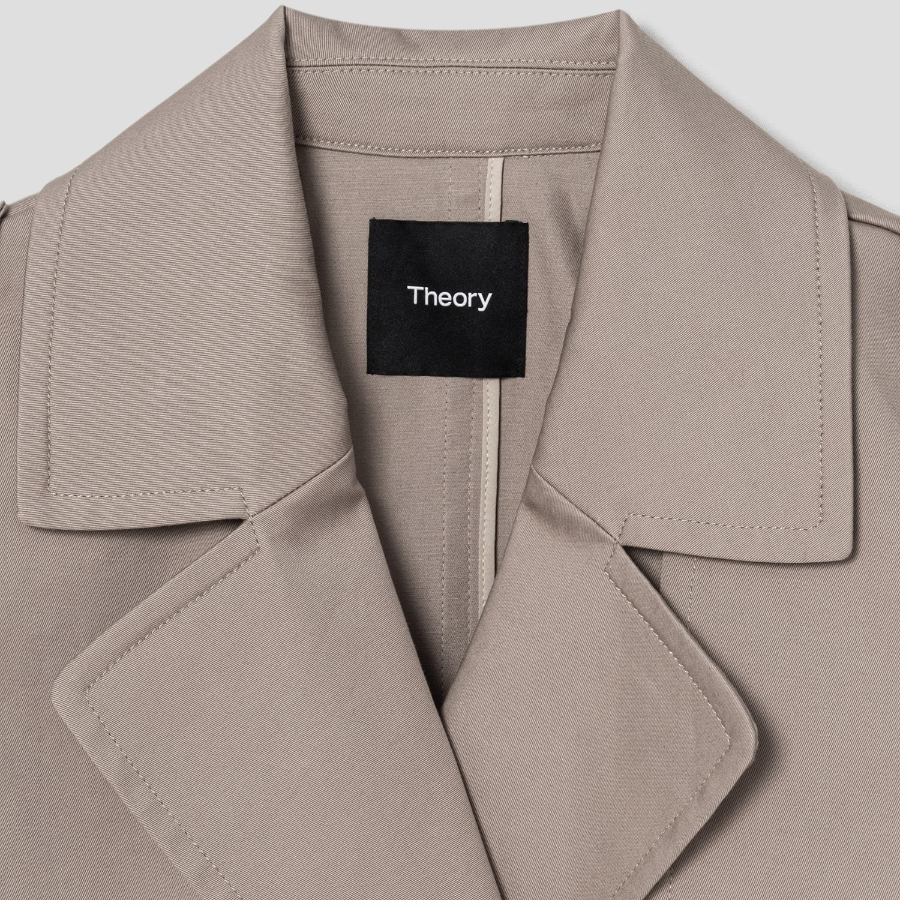 Theory Women Cotton Trench Double Trench - Soft Taupe