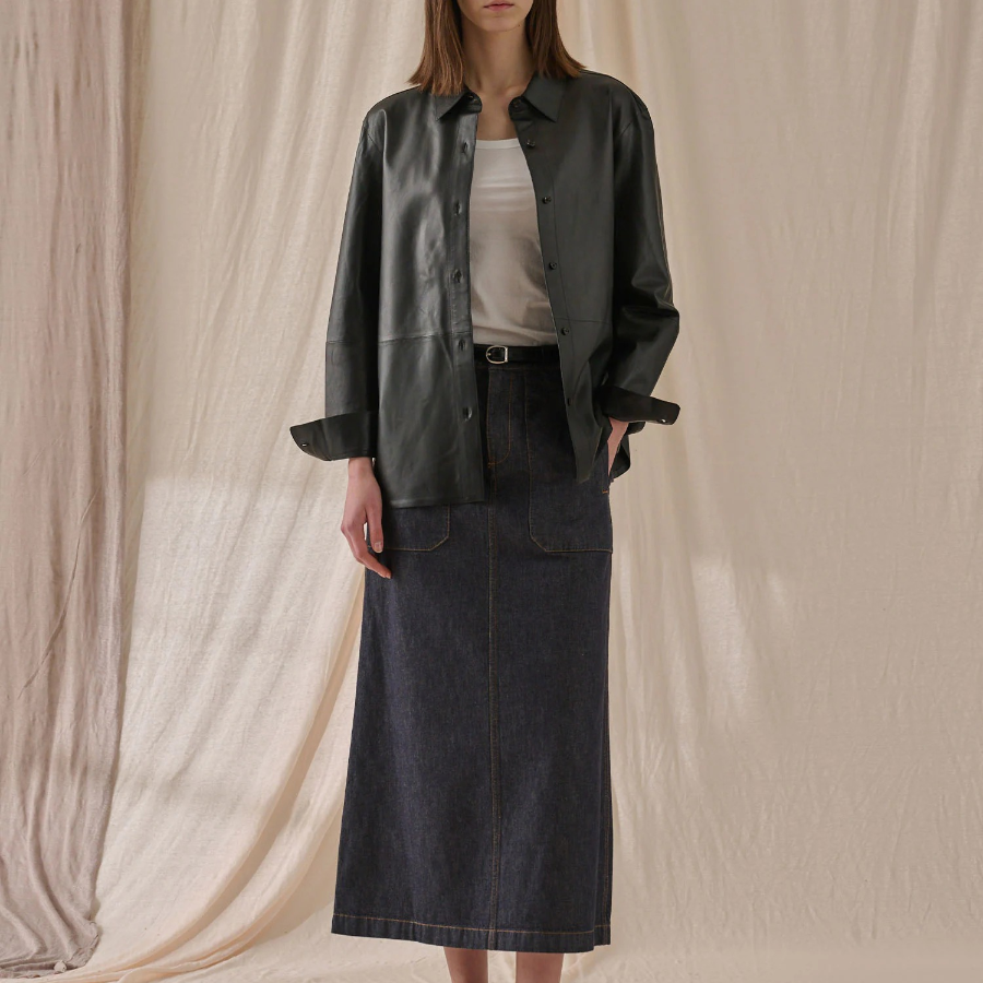 Theory Women Paper Nappa Straight Shirt - Black