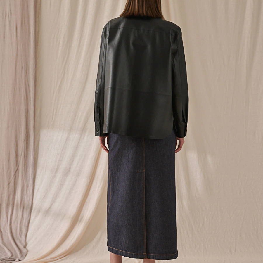 Theory Women Paper Nappa Straight Shirt - Black