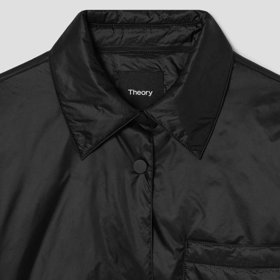 Theory Women Polished Nylon Pocket Shirt Puffer - Black
