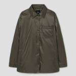 Theory Women Polished Nylon Pocket Shirt Puffer - Dark Khaki
